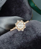 Vintage Halo Engagement Ring 2.1ct Round Cut VVS1D Diamond 14k Rose Gold Finish