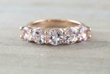 2.7ct Round Cut Peach Morganite Wedding Band 14k Rose Gold Finish Five Stone