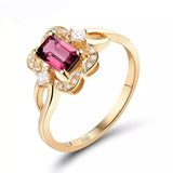 2.2ct Engagement Ring Emerald Cut Pink Ruby Split Shank 14k Yellow Gold Finish
