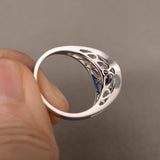 1ct Round Cut Blue Sapphire Split Shank Engagement Ring 14k White Gold Finish