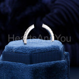 0.3ct Round Cut Moissanite Open Cuff Stackable Wedding Band 14k WhiteGold Plated
