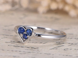 0.4ct Round Cut Blue Sapphire Engagement Ring Solitaire 14k White Gold Finish