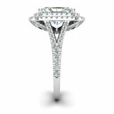 2ct Radiant Cut Diamond Double Halo Engagement Ring 14k White Gold Finish