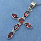 1ct Marquise Cut Red Garnet Holy Cross Pendant 14k White Gold Finish NO CHAIN