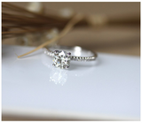 1.6ct Round Cut Diamond Solitaire Accents Engagement Ring 14k White Gold Finish