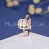 2ct Cushion Cut Simulated Peach Morganite Accented Halo Ring 14k RoseGold Plated