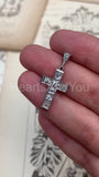1ct Round Cut Moissanite Holy Cross Pendant 14k White Gold Plated NO CHAIN