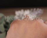 1.5ct Oval Cut Simulated Morganite Halo Engagement Ring 14k Yellow Gold Plated