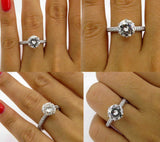 3.8ct Round Cut Diamond Accent Solitaire Engagement Ring 14K White Gold Finish
