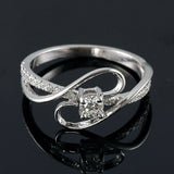1ct Round Cut Diamond Split Shank Twist Solitaire Accent Ring 14k WhiteGold Over