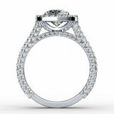 2.1ct Pear Cut Diamond Engagement Ring Halo 14k White Gold Finish Round Accents
