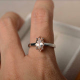 1ct Marquise Cut Peach Morganite Engagement Ring Solitaire 14k White Gold Finish