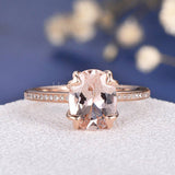 2ct Oval Cut Simulated Morganite Flower Prong Set Ring 14k Rose Gold Plated