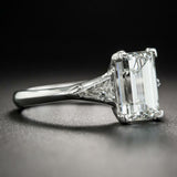 1ct Emerald Cut Diamond Trillion Solitaire Engagement Ring 14k White Gold Finish