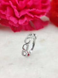 0.3ct Round Cut Moissanite Hexagon Link Wedding Ring Band 14k White Gold Plated