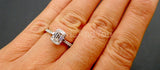 2.2ct Emerald Simulated Diamond Solitaire with Accent Ring 14k White Gold Plated
