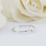 1ct Round Cut Diamond Engagement Ring Minimalist Solitaire 14k White Gold Finish