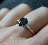 2ct Engagement Ring Oval Cut Sapphire Baguette Accent Trilogy 14k Rose Gold Over