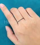0.3ct Round Simulated Black Diamond Minimalist Wed Band 14k Yellow Gold Plated