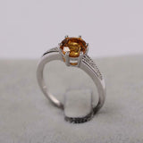 2.1ct Round Cut Yellow Citrine Solitaire with Accent Ring 14k White Gold Finish