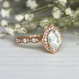 1.5Ct Oval Cut DVVS1 Diamond Vintage Halo Engagement Ring 14K Rose Gold Finish