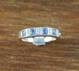 2.3ct Wedding Ring Band Princess Cut Blue Topaz Stackable 14k White Gold Finish