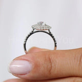 2.1ct Round Cut Moissanite Dual Halo Women Engagement Ring 14k White Gold Plated