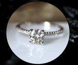 1.6ct Round Cut Diamond Solitaire Accents Engagement Ring 14k White Gold Finish