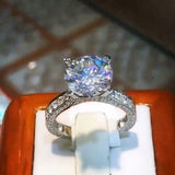 4Ct Round Cut Diamond Vintage Solitaire with Accents Ring 18K White Gold Finish