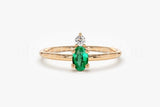 0.2ct Oval Cut Simulated Green Emerald Toi Et Moi Ring 14k Yellow Gold Plated