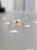 0.5ct Round Cut Moissanite Curved Women Wedding Band 14k Rose Gold Plated