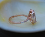 2.5ct Oval Cut Peach Morganite Fleur De Lis Engagement Ring 14k Rose Gold Finish