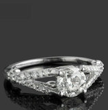 1.56ct Round Cut Diamond Engagement Ring Split Shank Band 14k White Gold Finish