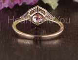 1ct Round Cut Simulated Morganite Solitaire Milgrain Ring 14k Rose Gold Plated