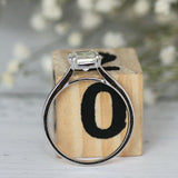 3Ct Emerald Cut Diamond Dual Claw Solitaire Engagement Ring 14K White Gold Over