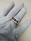 3ct Oval Cut Purple Amethyst Citrine Filigree Cocktail Ring 14k WhiteGold Finish