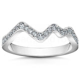 0.5ct Round Cut Moissanite Wave Women Wedding Band 14k White Gold Plated