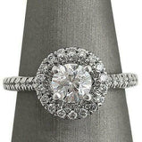 3ct Round Diamond Accent Halo Solitaire Engagement Ring 14K White Gold Finish