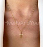 0.1ct Round Cut Moissanite Sword Dagger Pendant Chain 14k Yellow Gold Plated