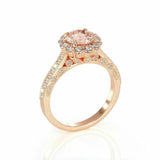 4.5ct Round Cut Peach Morganite Floral Halo Engagement Ring 14K Rose Gold Finish
