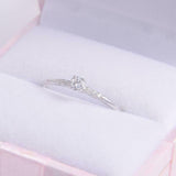 0.6ct Round Cut Diamond Engagement Ring Minimalist Promise 14k White Gold Finish