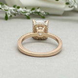 2.3ct Engagement Ring Radiant Cut Diamond Hidden Halo 14k Yellow Gold Finish