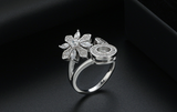 2ct Round Cut Diamond Engagement Ring 14k White Gold Finish Flower Unique Design
