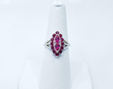 2.2ct Engagement Ring Pear Cut Pink Ruby Art Deco 14k White Gold Finish