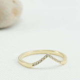 0.3ct Wedding Ring Band Round Cut Diamond Curved Minimalist 14k Yellow Gold Over