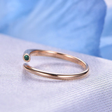 0.1ct Round Cut Green Emerald Engagement Ring Open Nail Bypass 14k RoseGold Over
