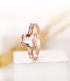 1ct Oval Cut Simulated Peach Morganite Solitaire Accent Ring 14k RoseGold Plated