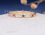 0.5ct Round Cut Simulated Pink Ruby Half Eternity Band 14k Yellow Gold Plated