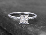 0.5ct Princess Cut VVS1D Diamond Solitaire Engagement Ring 14k White Gold Finish