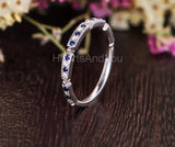 0.3ct Round Cut Simulated Sapphire Stacking Wedding Band 14k White Gold Plated